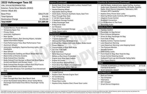 Silver Metallic 2023 Volkswagen Taos 1.5T SE