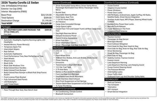Ice Cap 2026 Toyota Corolla LE