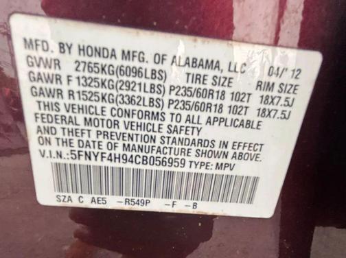 2012 Honda Pilot Touring