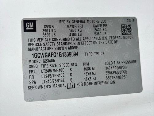 2016 Chevrolet Express 2500 Work Van