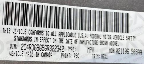 2016 Dodge Grand Caravan AVP/SE