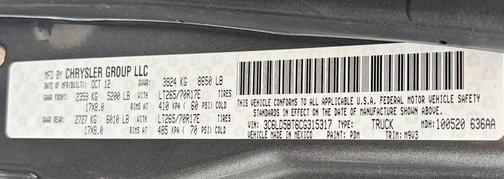 Mineral Gray Metallic Clearcoat 2012 RAM 2500 SLT