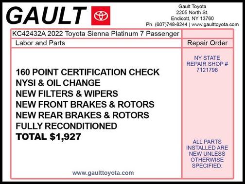 2022 Toyota Sienna Platinum 7 Passenger