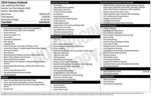 Ice Silver Metallic 2024 Subaru Outback Base