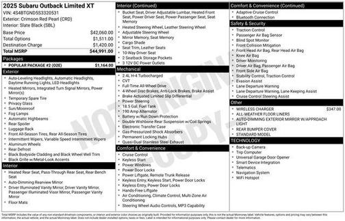 2025 Subaru Outback Limited XT