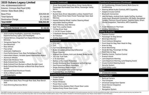 2025 Subaru Legacy Limited