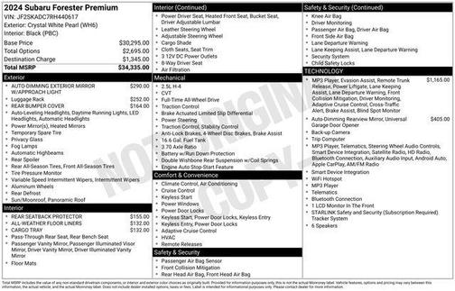 Crystal White Pearl 2024 Subaru Forester Premium