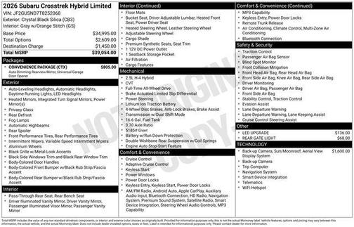 Crystal Black Silica 2026 Subaru Crosstrek Hybrid Base