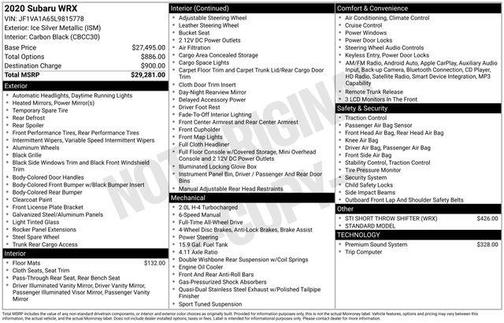 2020 Subaru WRX Base