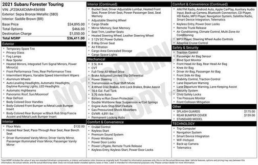 Sepia Bronze Metallic 2021 Subaru Forester Touring