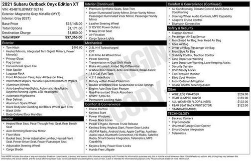 2021 Subaru Outback Onyx Edition XT