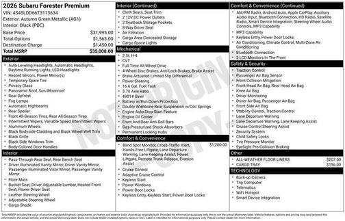 Autumn Green Metallic 2026 Subaru Forester Premium