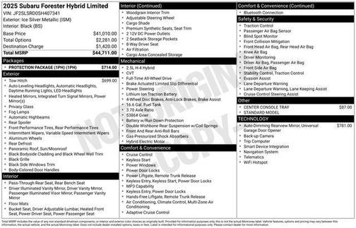 Ice Silver Metallic 2025 Subaru Forester Hybrid Limited