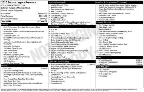Tungsten Metallic 2020 Subaru Legacy Premium