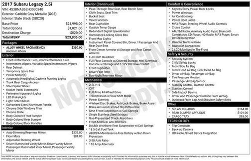 2017 Subaru Legacy Base