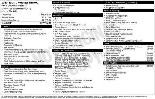 Ice Silver Metallic 2023 Subaru Forester Limited