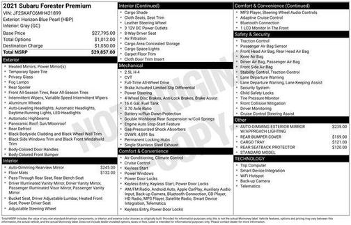 Horizon Blue Pearl 2021 Subaru Forester Premium