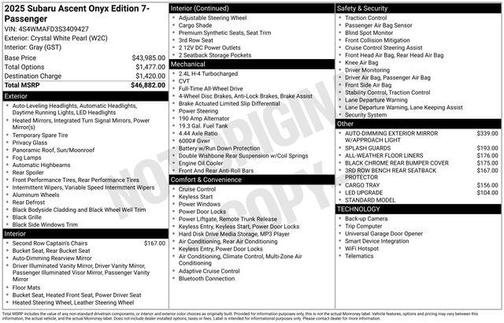 2025 Subaru Ascent Onyx Edition 7-Passenger