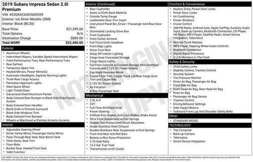 2019 Subaru Impreza 2.0i Premium