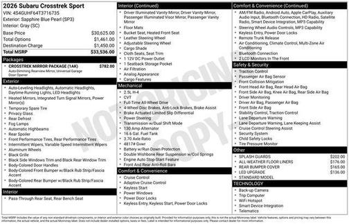 2026 Subaru Crosstrek Sport