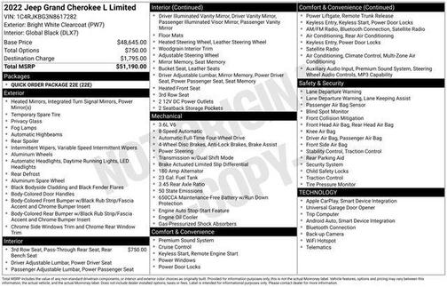 Bright White Clearcoat 2022 Jeep Grand Cherokee L Limited