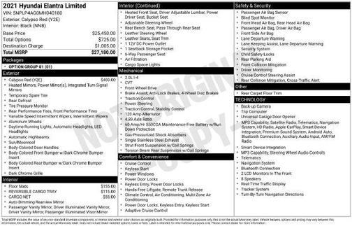 Calypso Red 2021 Hyundai ELANTRA Limited