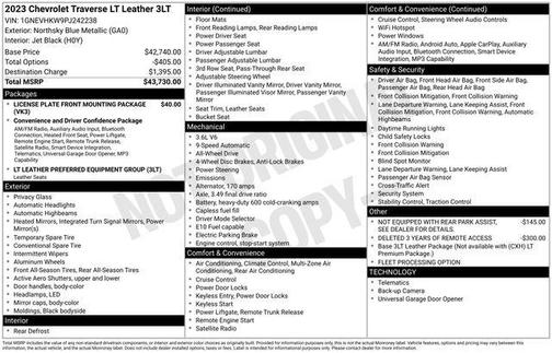 Northsky Blue Metallic 2023 Chevrolet Traverse LT Leather
