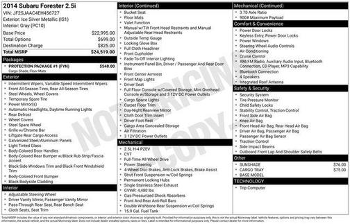 Ice Silver Metallic 2014 Subaru Forester 2.5i