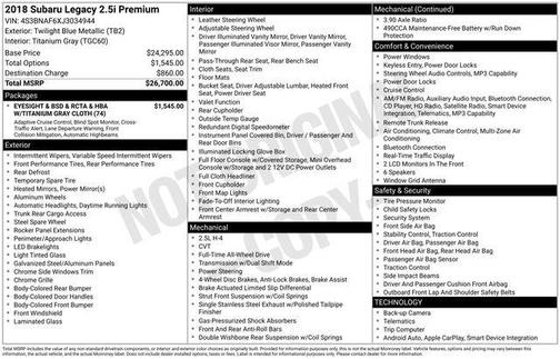 Twilight Blue Metallic 2018 Subaru Legacy Premium