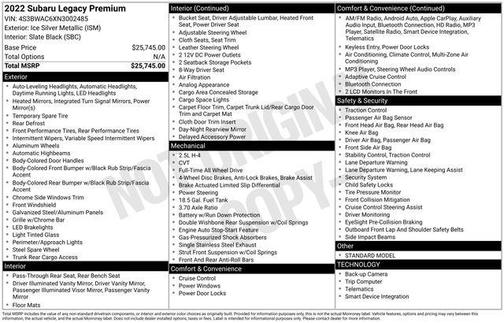 2022 Subaru Legacy Premium