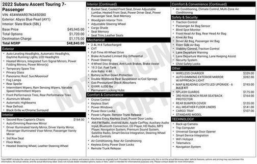 2022 Subaru Ascent Touring 7-Passenger