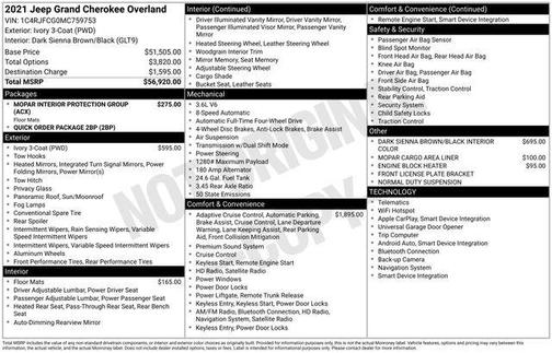Ivory 3-Coat 2021 Jeep Grand Cherokee Overland