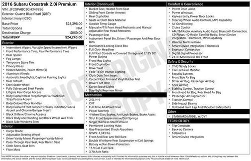 2016 Subaru Crosstrek 2.0i Premium