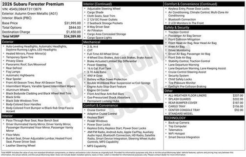 Autumn Green Metallic 2026 Subaru Forester Premium