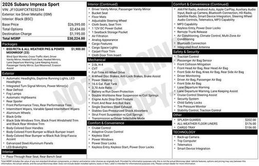 Ice Silver Metallic 2026 Subaru Impreza Sport