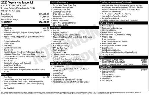 Celestial Silver Metallic 2022 Toyota Highlander LE