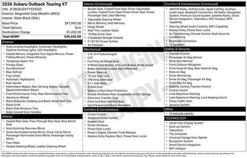 Magnetite Gray Metallic 2026 Subaru Outback Touring XT
