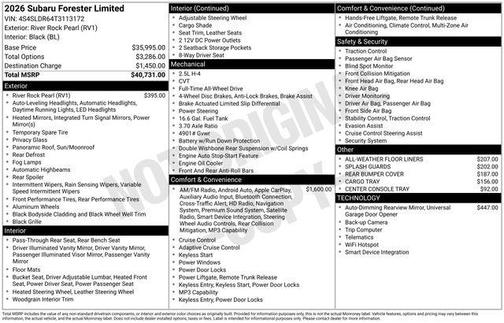 River Rock Pearl 2026 Subaru Forester Limited