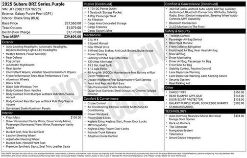 2025 Subaru BRZ Series.Purple