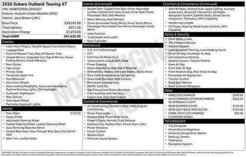 Autumn Green Metallic 2020 Subaru Outback Touring XT