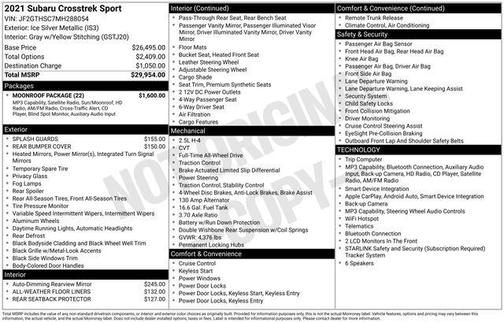 Ice Silver Metallic 2021 Subaru Crosstrek Sport