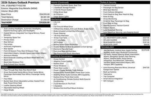 Magnetite Gray Metallic 2026 Subaru Outback Premium