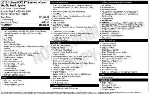 2017 Subaru WRX STI Limited