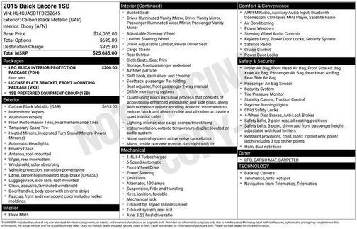 Carbon Black Metallic 2015 Buick Encore Base