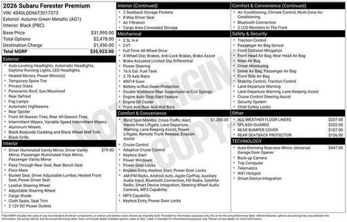 Autumn Green Metallic 2026 Subaru Forester Premium