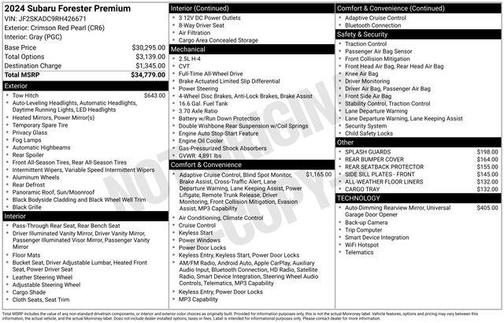 Crimson Red Pearl 2024 Subaru Forester Premium