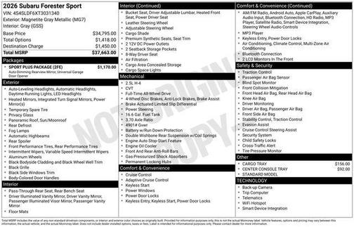 2026 Subaru Forester Sport