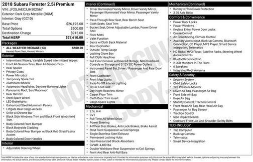Dark Gray Metallic 2018 Subaru Forester 2.5i Premium