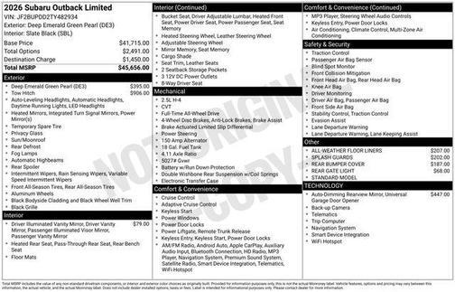 2026 Subaru Outback Limited