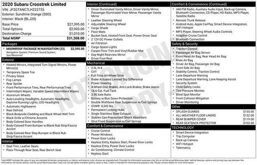 Sunshine Orange 2020 Subaru Crosstrek Limited